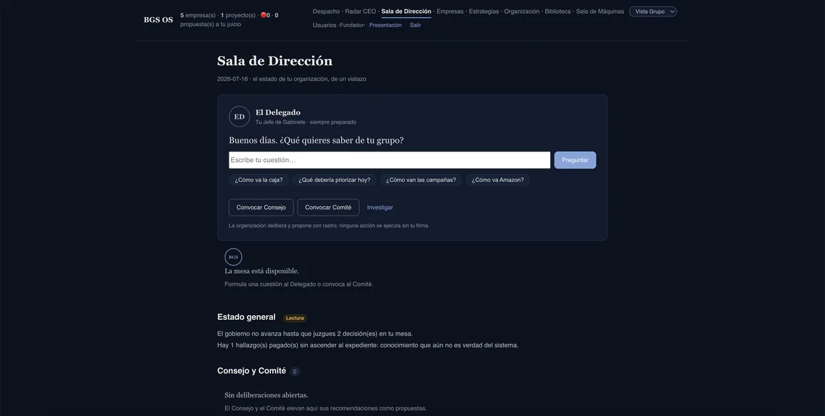 BGS · Sala de Dirección: convoca al Consejo
